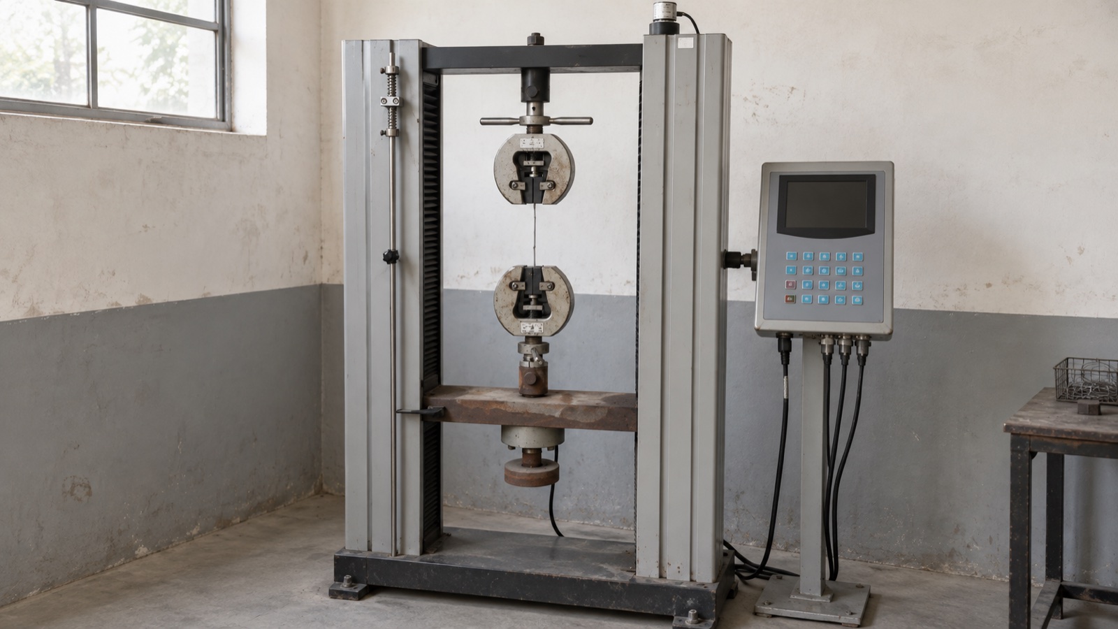 Illustrative view of a wire tensile testing machine