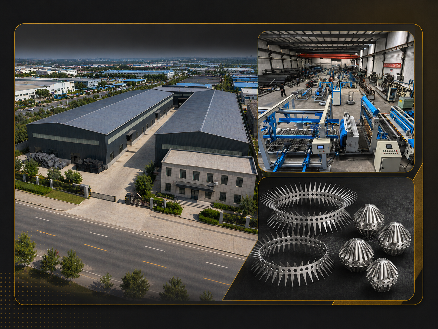 APZLG Metal factory campus, production line and security spike product capability overview